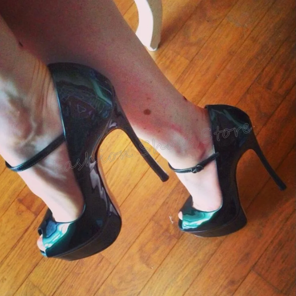 

Black Platform Peep Toe Pumps Patent leather Stilettos High Heels High Heel Shoes for Women Heels 2025 New Zapatos Para Mujere