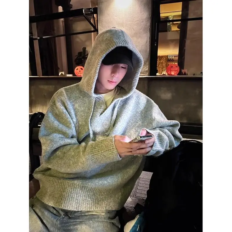 

Американский Sle, тяжелый свободный вязаный свитер для пар, толстовка для мужчин и женщин, пальто Cleanfit, осень-зима, повседневное полиэфирное волокно