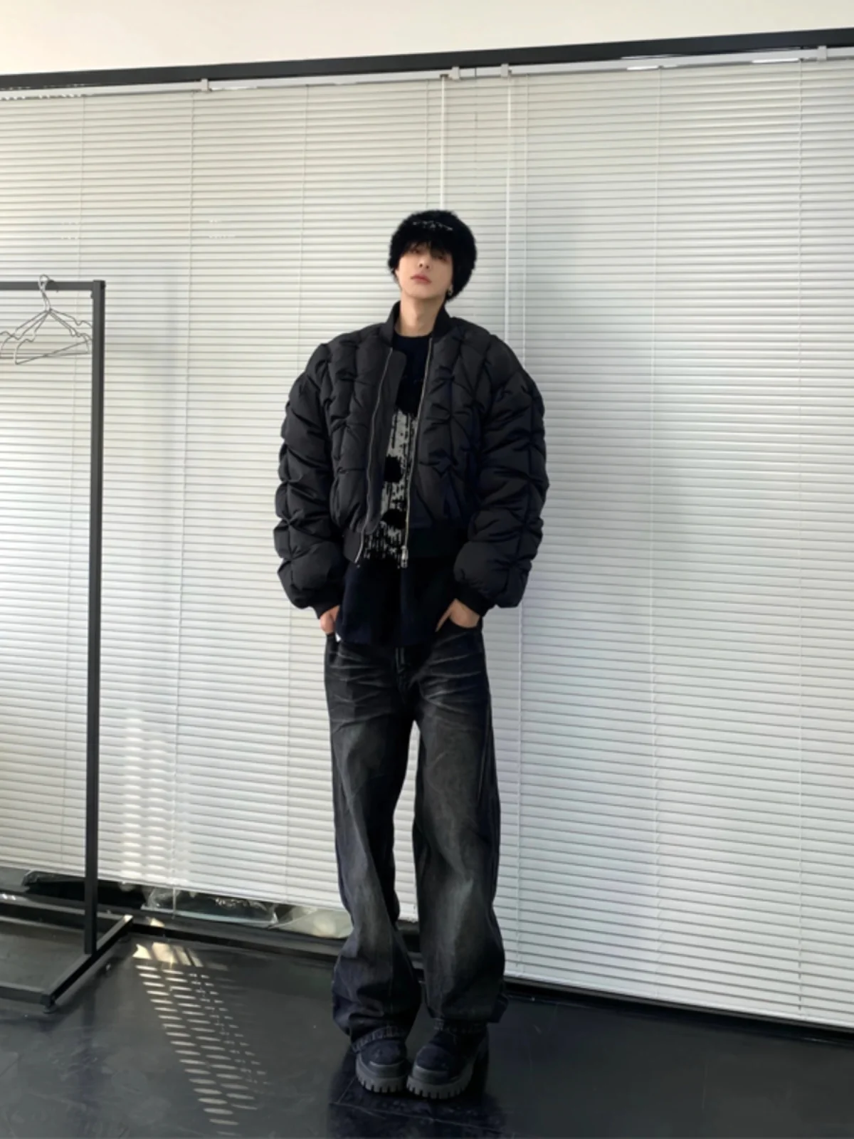 

Мужские широкие джинсы в американском стиле, прямые брюки из выстиранного денима с эффектом похудения, модные повседневные, весна-осень