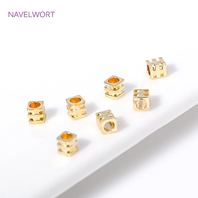 2.5/3MM Metal Separator Beads 18K Gold Plated Brass Square Spacer Beads For Jewelry Making DIY Beading Accessories Wholesale