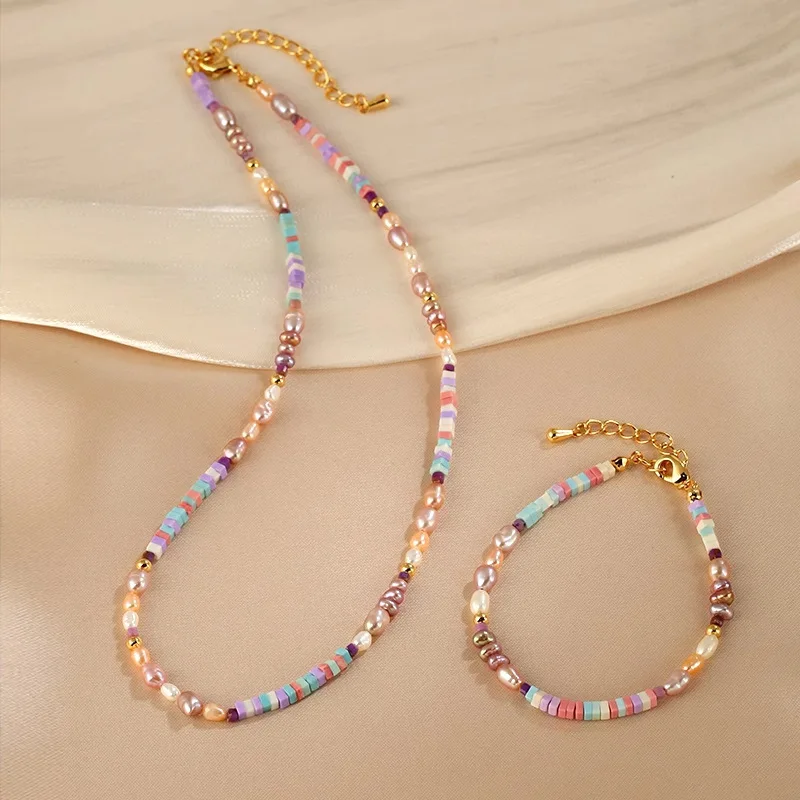

Minar Temperament Colorful Natural Stone Freshwater Pearl Beads Beaded Necklace for Women Real Gold Plated Copper Strand Chokers