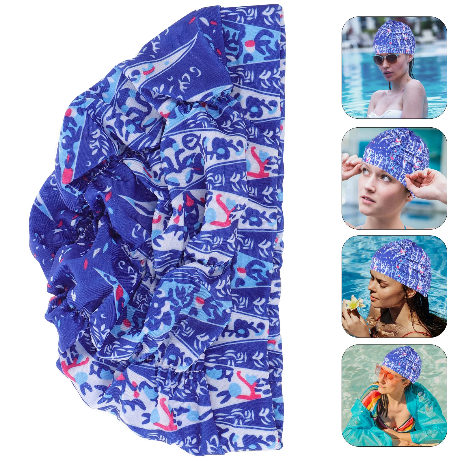 قبعة سباحة للبالغين والنساء والرجال، قبعة سباحة ذات شعر طويل، تصميم مريح مطوي، قبعات سباحة كبيرة سهلة التنظيف للنساء