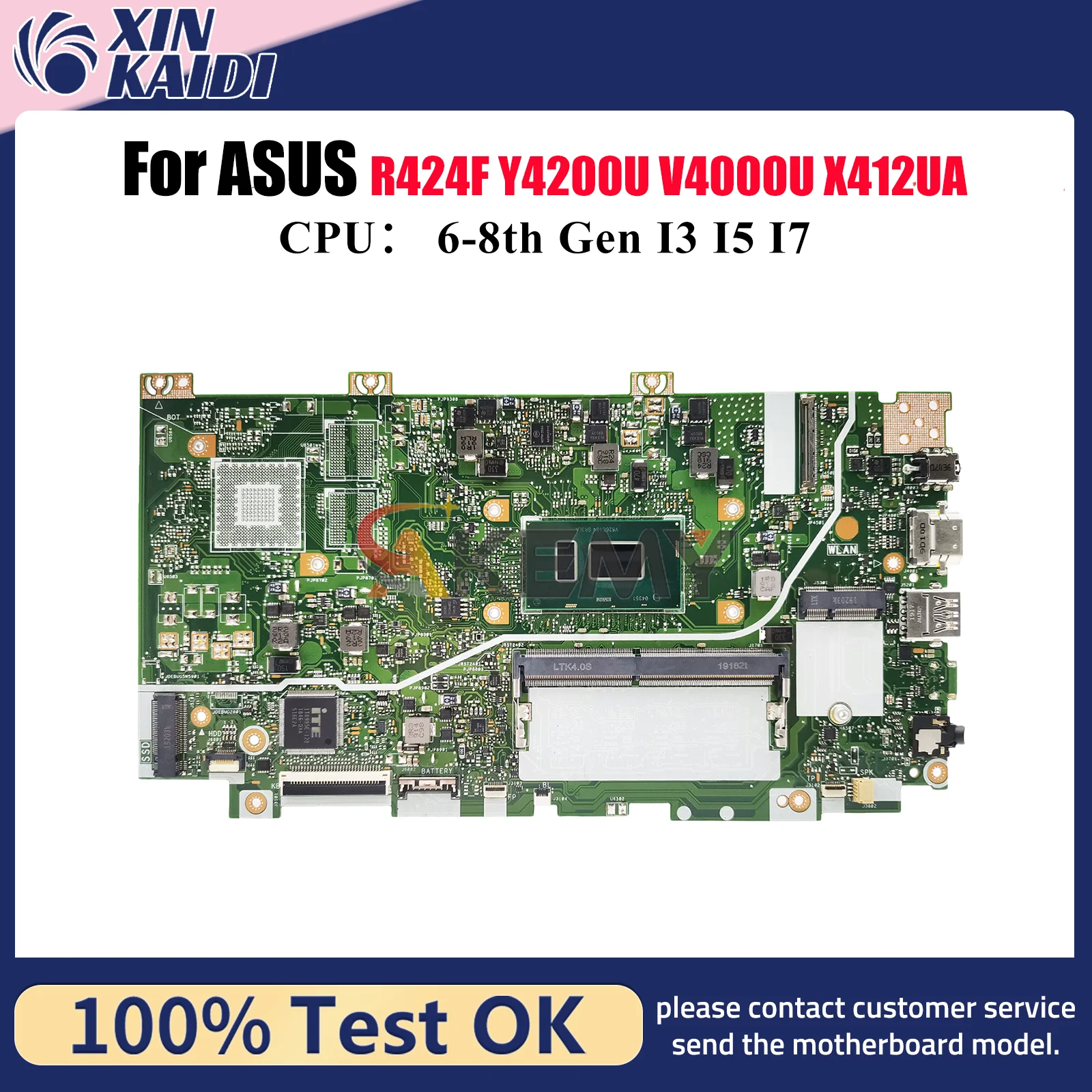 

X412UA Laptop Motherboard For ASUS VivoBook X412UA X412UF X412UB V4000U R424F X412U Y4200U Mainboard With I3 I5 I7 CPU tests OK