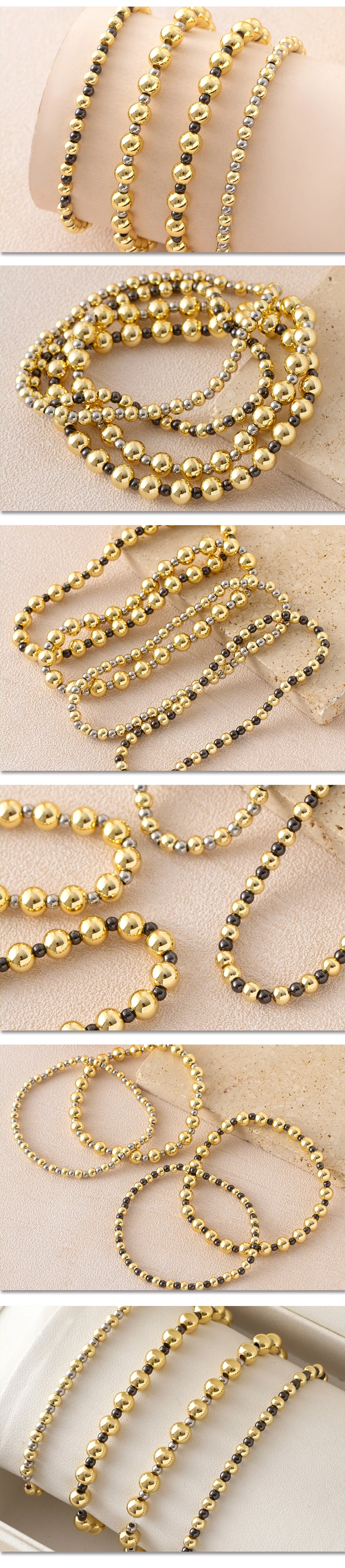 MHS.SUN Trendy Metall Ball Perlen Armbänder Mix Farben Elastische Perlen Armband Bankett Party Für Frauen Mädchen Schmuck Geschenke – Detail 18