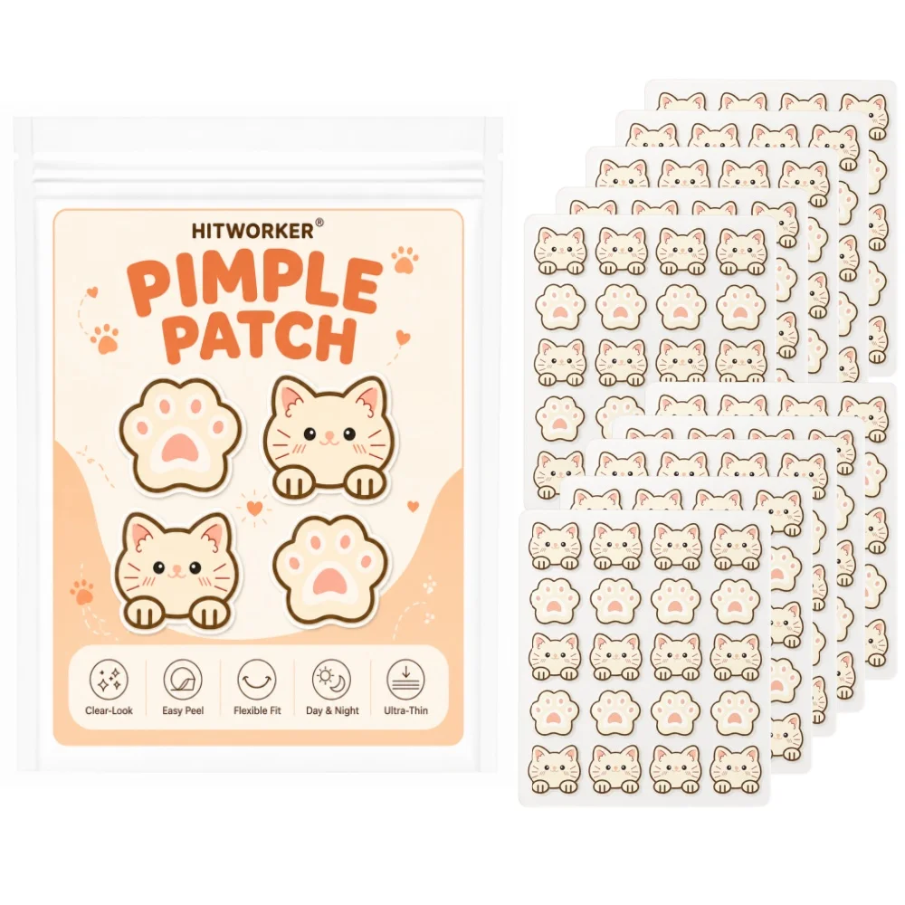 200/100 high-quality cute cartoon cat hydrogel acne patches, alcohol-free, tasteless, can deeply clean acne patches