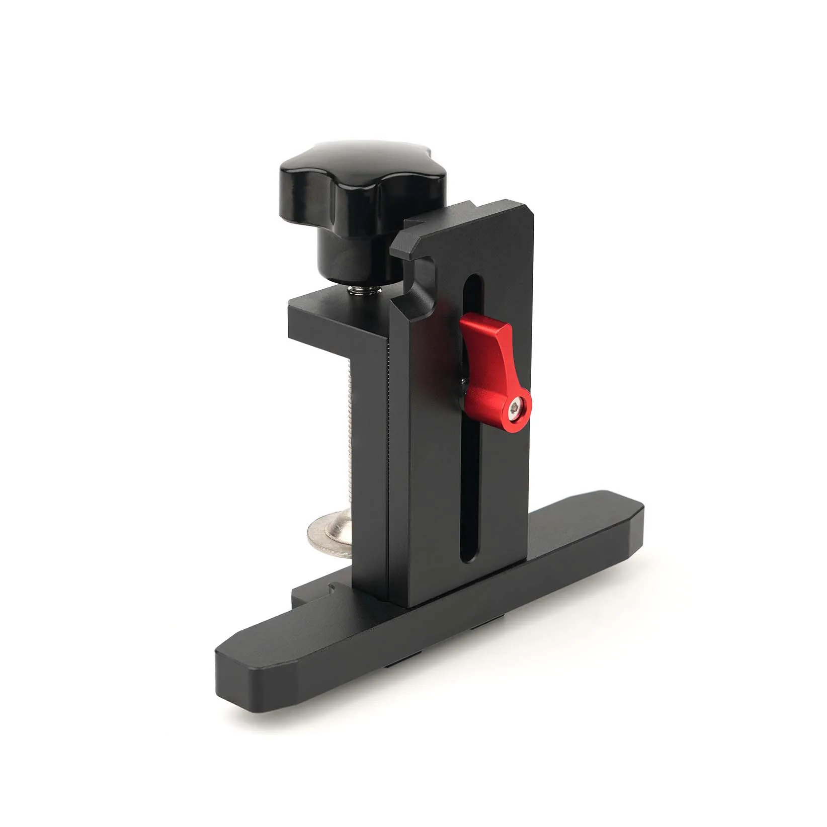 Cabinet Door Installation Tool CNC Aluminum Alloy 56mm Clamp For Wardrobe Mounting Jig Black Compact Design 0-62mm Lifting Adjus