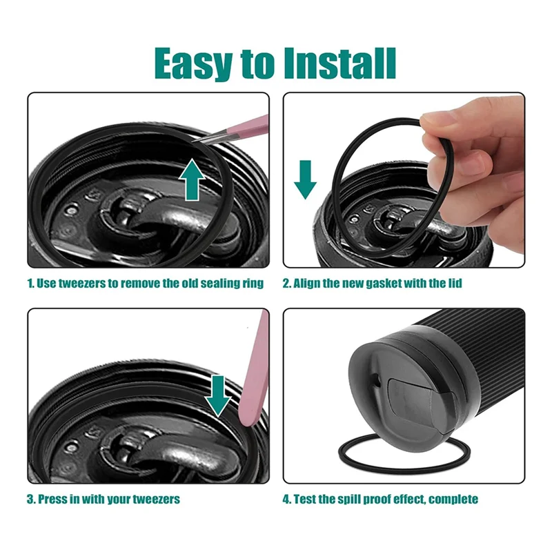 KEKA 10 قطعة أختام غطاء مطاطية بديلة متوافقة مع 16 و20 أونصة أختام مطاطية مانعة للتسرب غطاء جوانات بديلة للأكواب #3