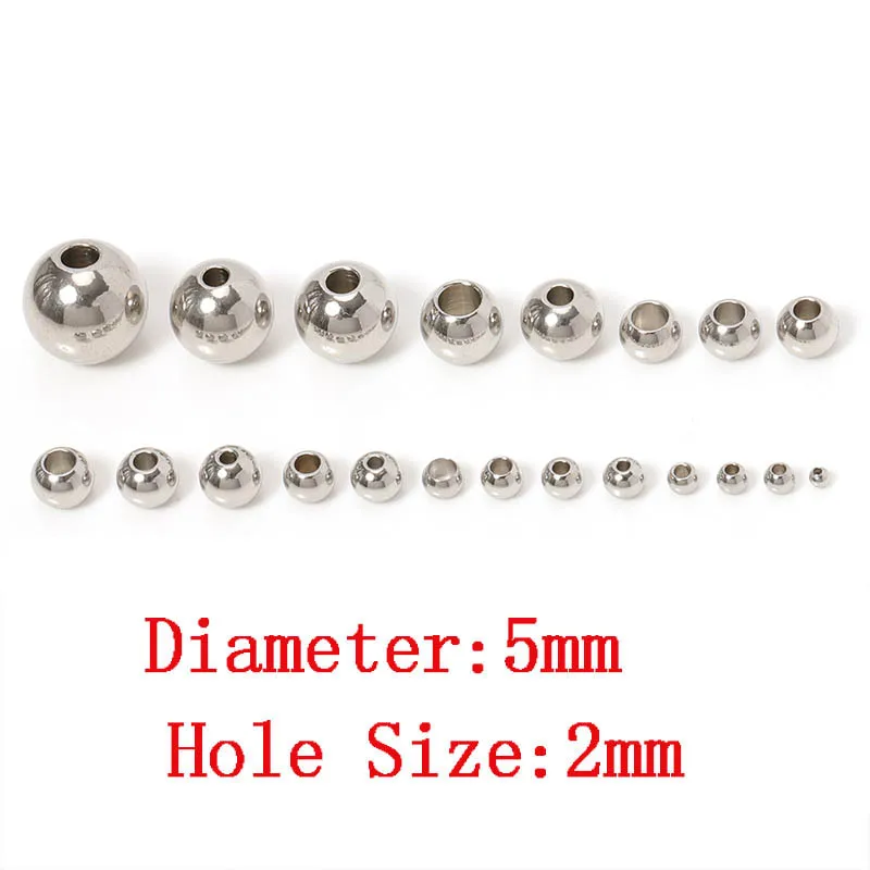 100 Stück 2/3/4/5/6/8/10 mm Metall-Abstandsperlen, runde Perlen für DIY-Armband, Schlüsselanhänger, Anhänger, Schmuckherstellung, Zubehör