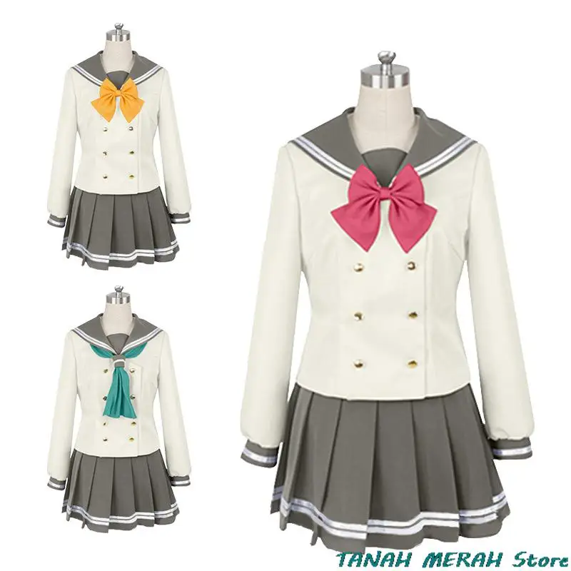 Anime LoveLive!Sunshine!! Takami Chika Kanan Matsuura Sakurauchi Riko Kurosawa Dia Cosplay Costume Wig Woman JK Sailor Suit