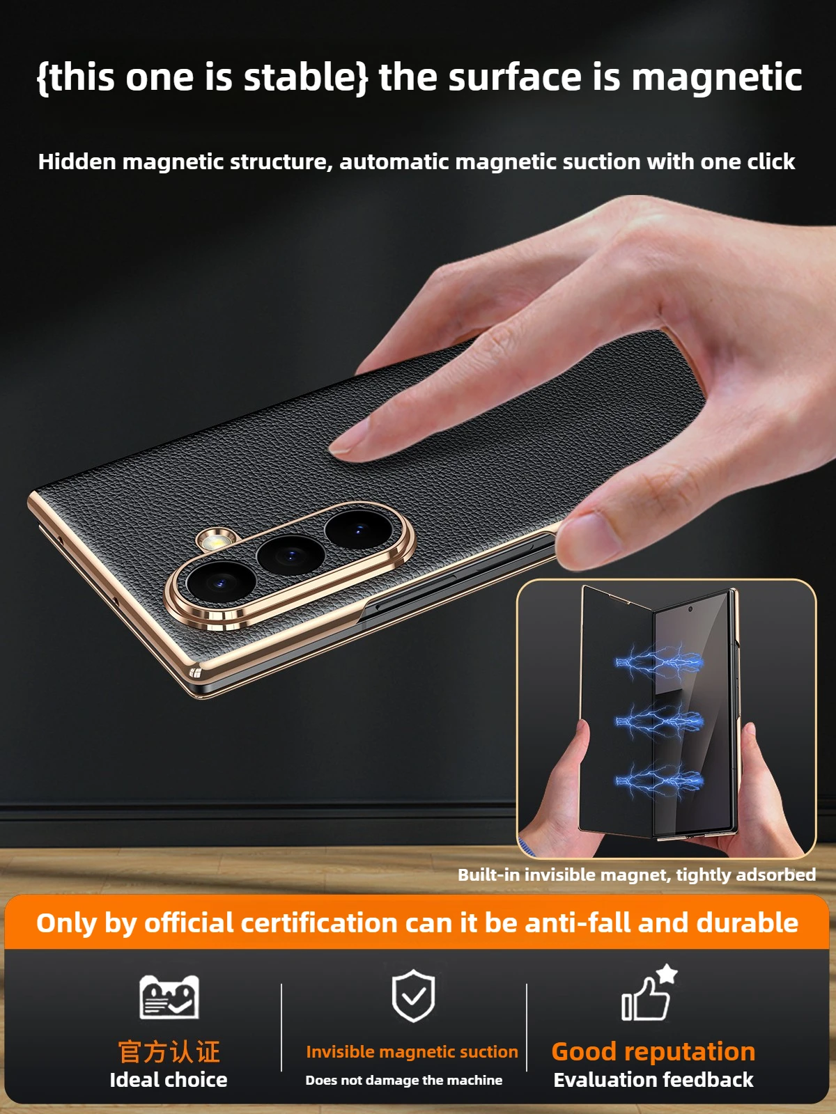 【หนังแท้หรูหรา】สําหรับ Samsung Z พับ 7 กรณีใหม่พลิกซองหนังแม่เหล็กป้องกันเต็มรูปแบบสําหรับ Samsung Z พับ 6 5 4