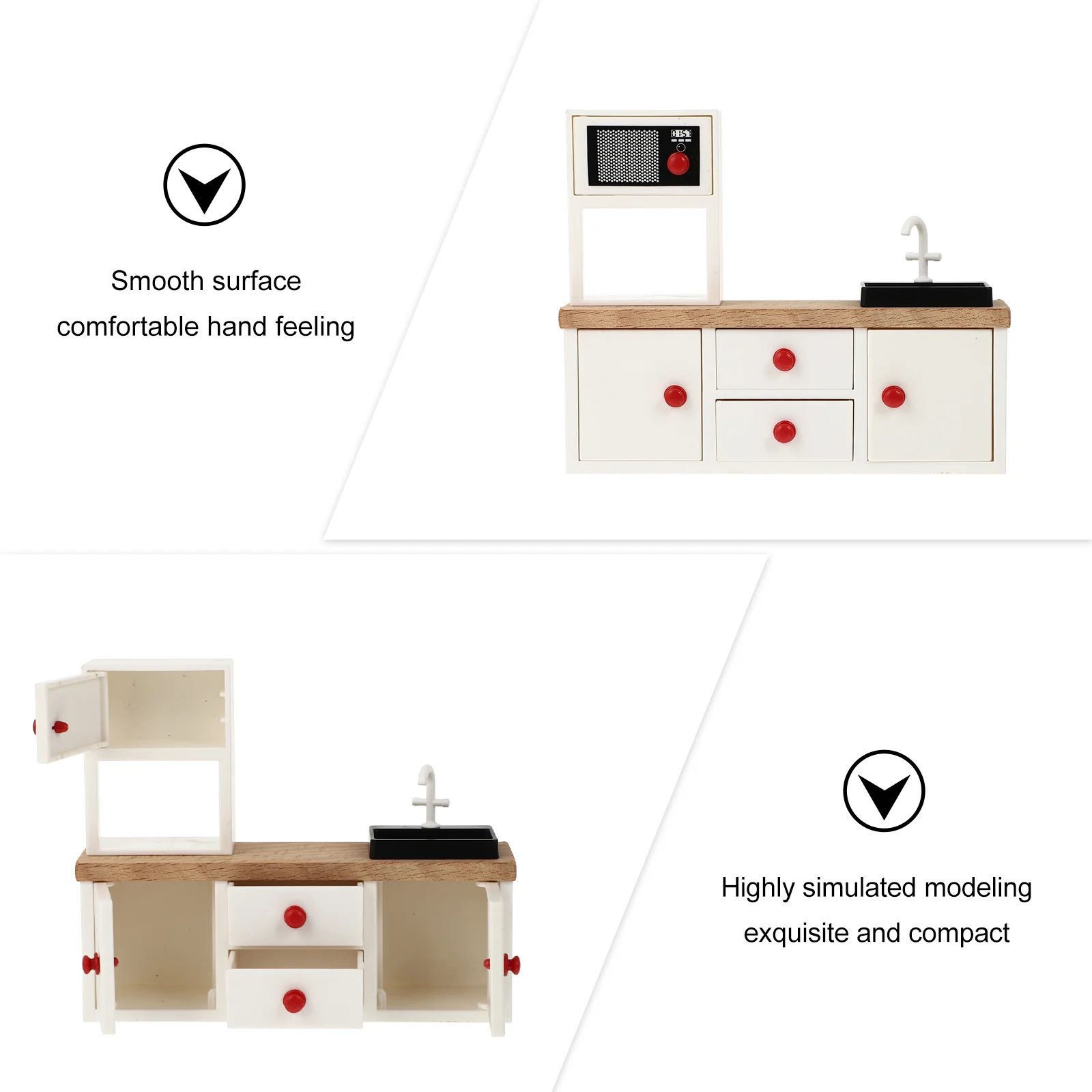 Accesorios para el hogar, decoración del hogar para casa de muñecas, Mini modelo de escena, accesorio de plástico y madera 1: 12, muebles de gabinete en miniatura