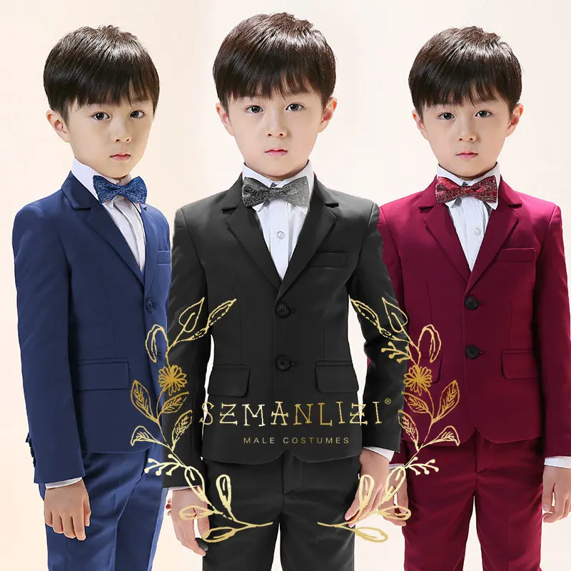 Boys Suit 2 Piece Formal Business Jacket Kids Birthday Party Wedding Tuxedo Conjuntos De Blazer Boys Clothes 4yrs To 12yrs