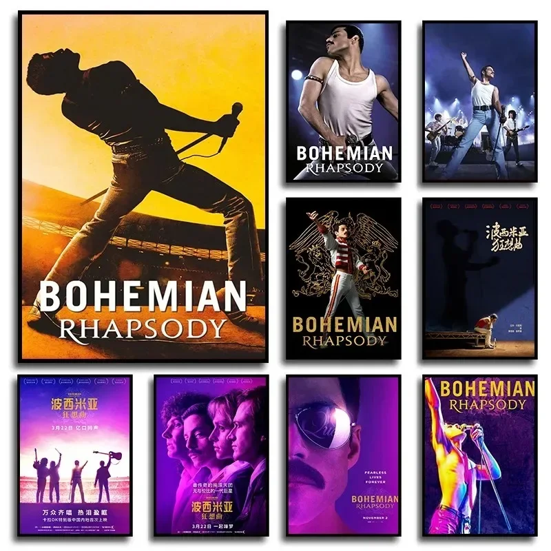 Queen Band Bohemian Rhapsody Movie Posters  Prints Canvas Painting Wall Art  Biographical Films Room Home Decor