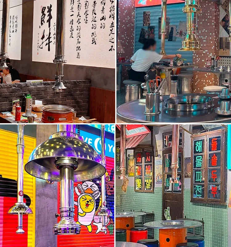 LanYuXuan restaurante comercial barbacoa tubo de escape de humo telescópico accesorios de barbacoa tubo de ventilación tubo de escape ahumado con L