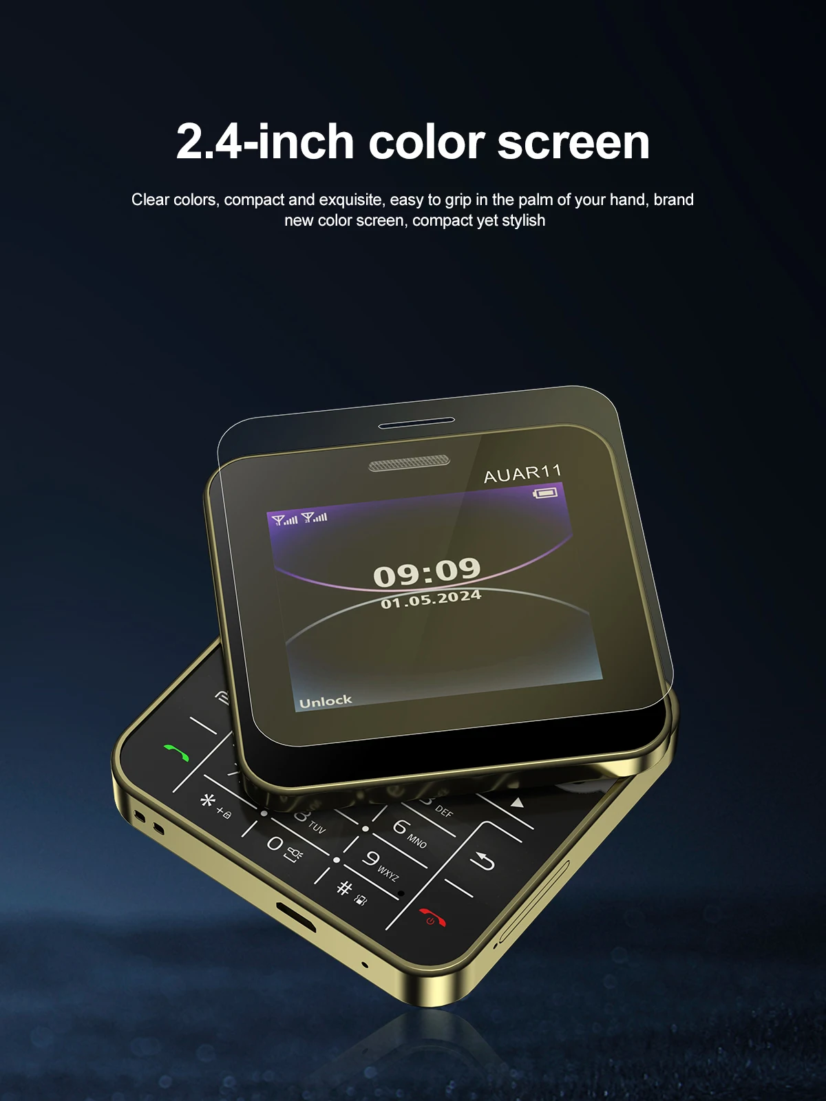 SERVO AUAR11 2.4 Inch Rotatable Screen Feature Phone Dual SIM Magic Voice Speed Dial Blacklist Flashlight FM 2G Keypad Cellphone