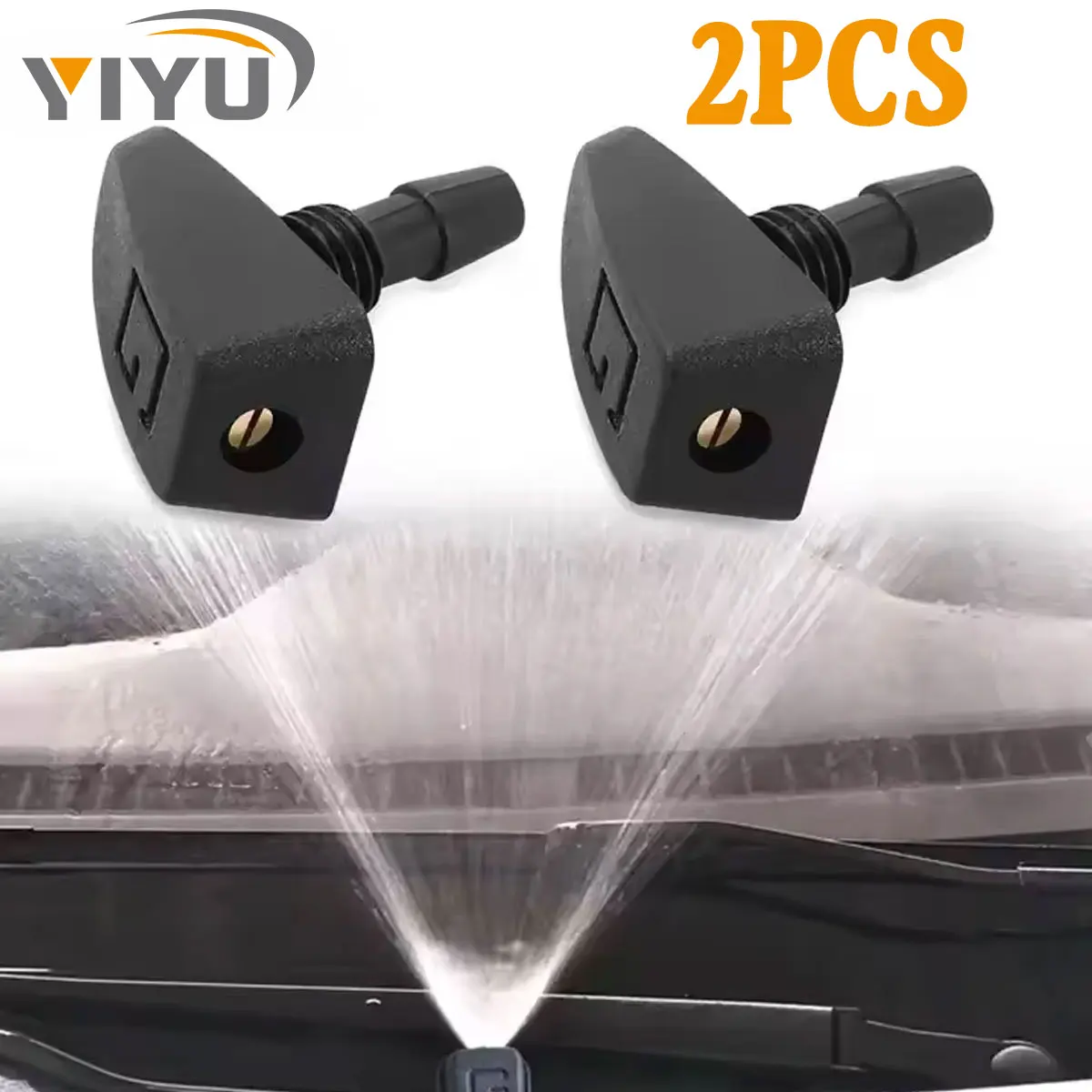 2PCS Auto Front Windshield Wiper Nozzle Car Fan-shaped Mist Windscreen Washer Water Spray Jets Nozzles Accessories