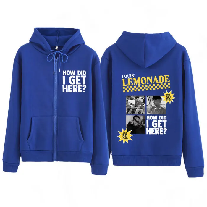 Inger Louis Tomlinson How Did I Get Here Tour 2026 Print Zipper Hoodie Men Women Fashion Casual Loose Vintage Zip Up Jacket Coat