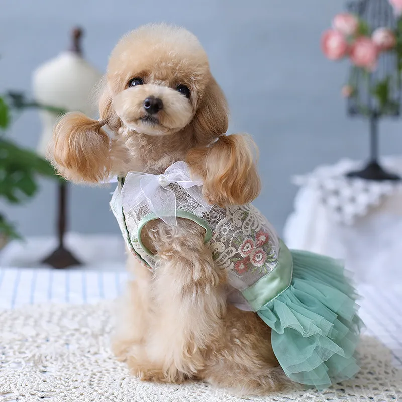 Pet Dog Cat Universal Clothing Fluffy Green Galaxy Wedding Dress Take Photos and Dress Up for Weddings Festivals Gatherings