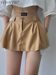 TVVOVVIN High Waist Thin Woolen Frill Skirt A-LINE Fashion Hot Sexy Women Skorts Two Fake Pieces Autumn Skirts J6BM