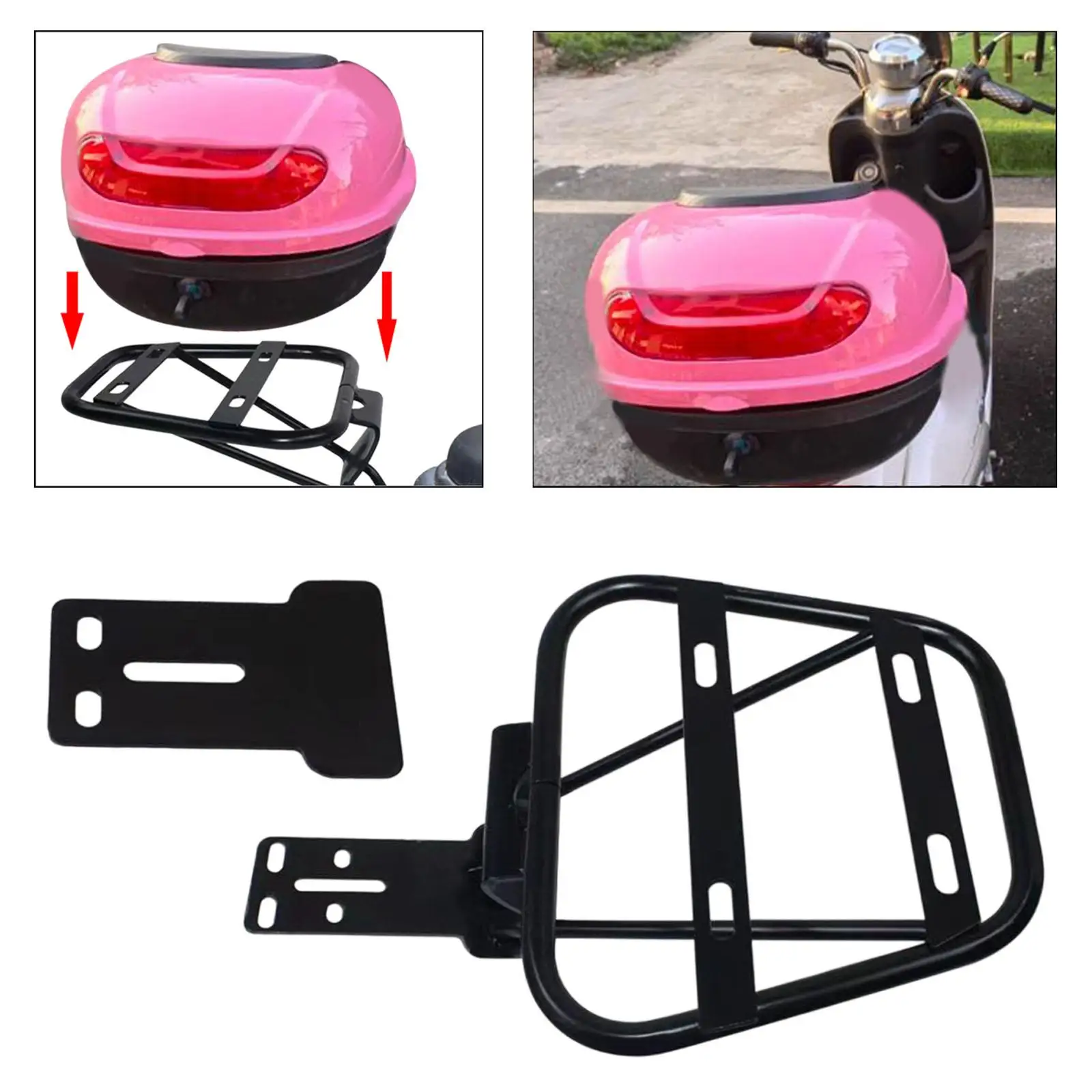 

Motorcycle Trunk Bracket Sturdy Support Shelf Easy Installation Iron Rail Rack Electric Bike Cargo Carrier Rear Luggage Rack