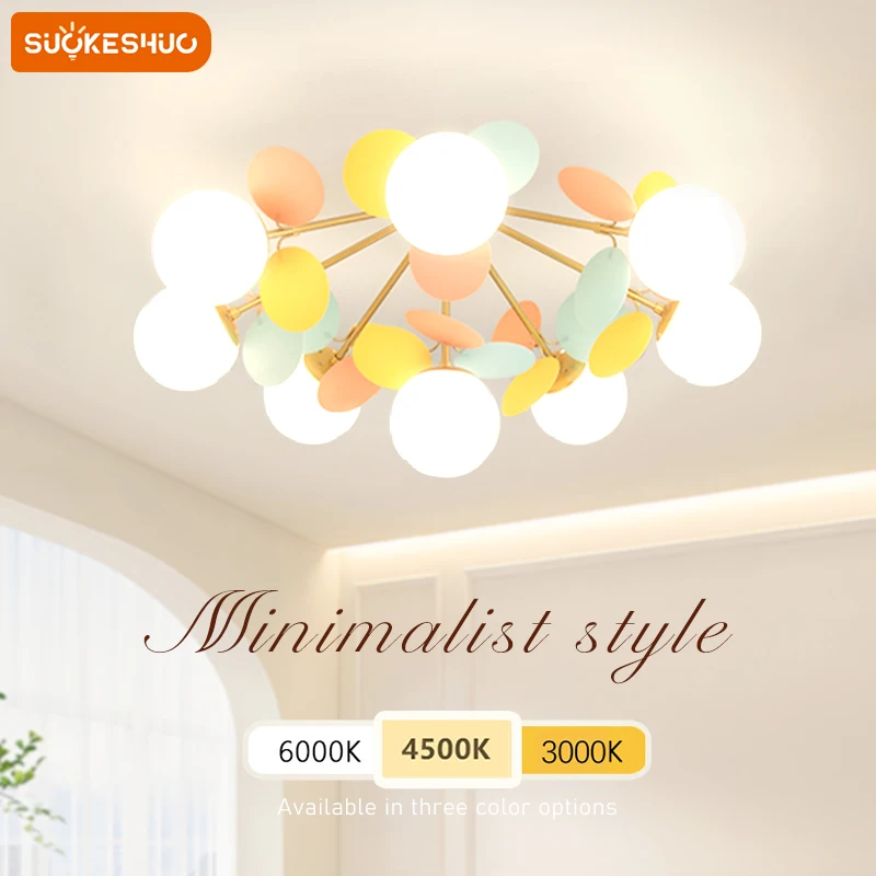 Nordic Style Room Modern Ceiling Lamp Corridor LED Decorative 1/4/6/8 Heads With Petal Color/White Bedroom Lighting Fixtures