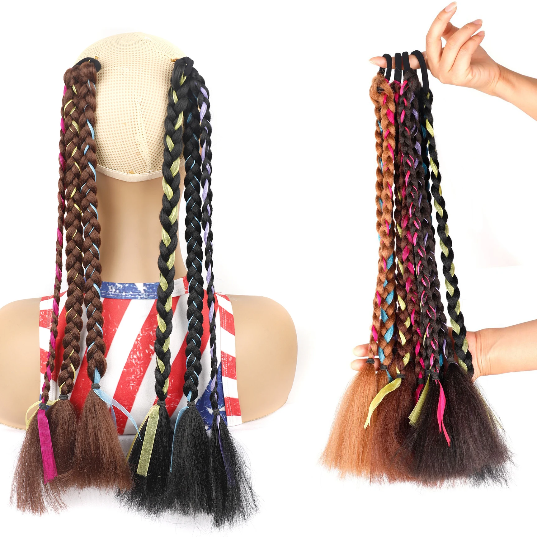 Colored Hair Extensions Lightweight Colored Hair Extension for Kids Ponytail Extension with Hair Tie Crazy Hair Day Accessories