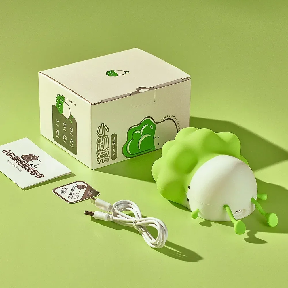 Xiao Pucai Night Light lampada da tavolo cavolfiore ricaricabile colorato Dimming Touch Silicone Cute Companion Sleep regalo per bambini