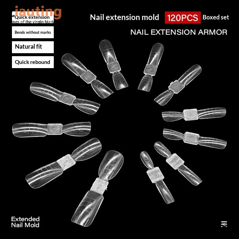 120 زوجًا من قوالب تمديد التابوت المربعة ذات الأطراف المزدوجة للأظافر، أطراف جل منشئ احترافية لصالونات الأظافر #5