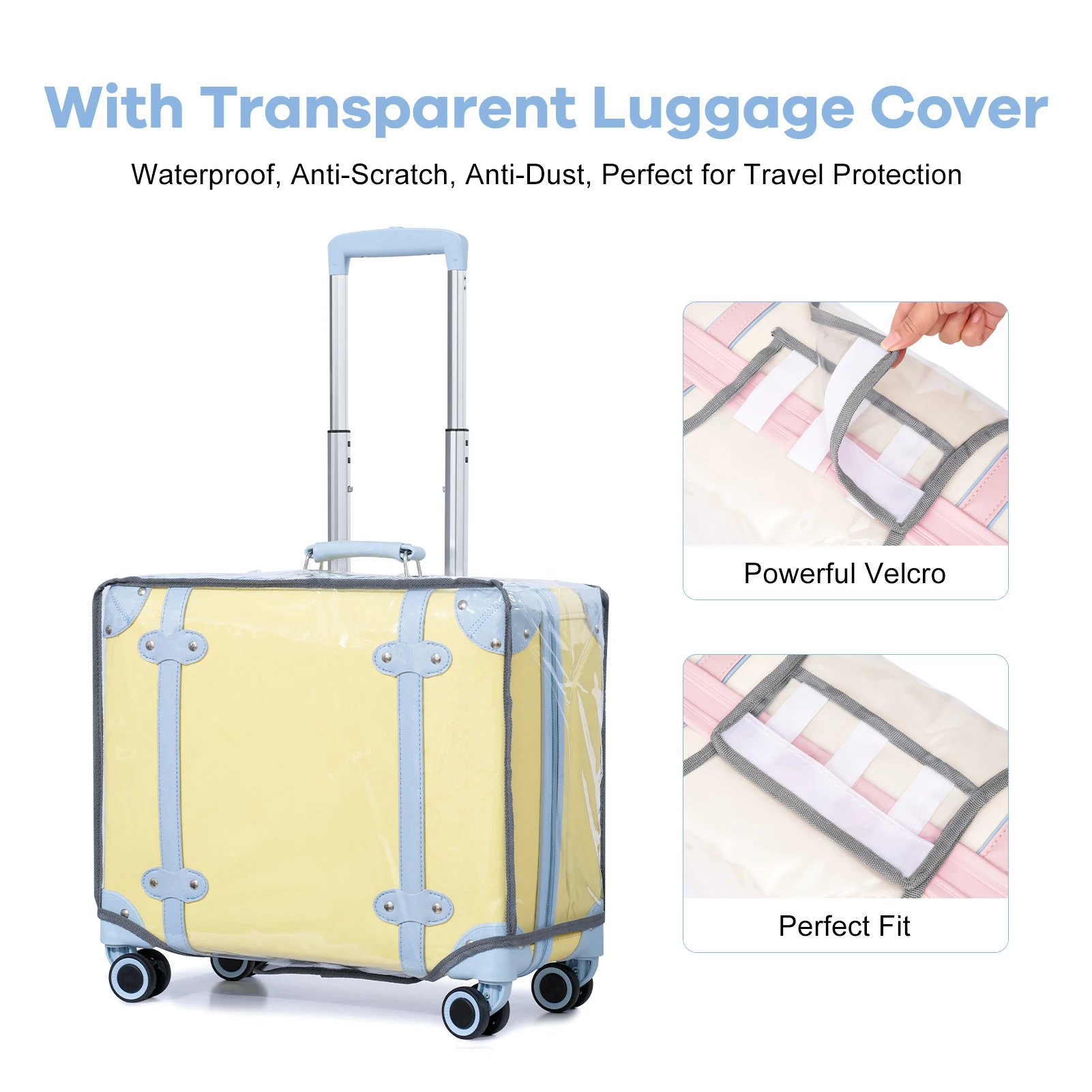 Urecity Trolley Suitcases 2Pcs Retro Carry-On Luggage With Wheels Stylish Vintage Boarding Case Travelling Bags For Luggage