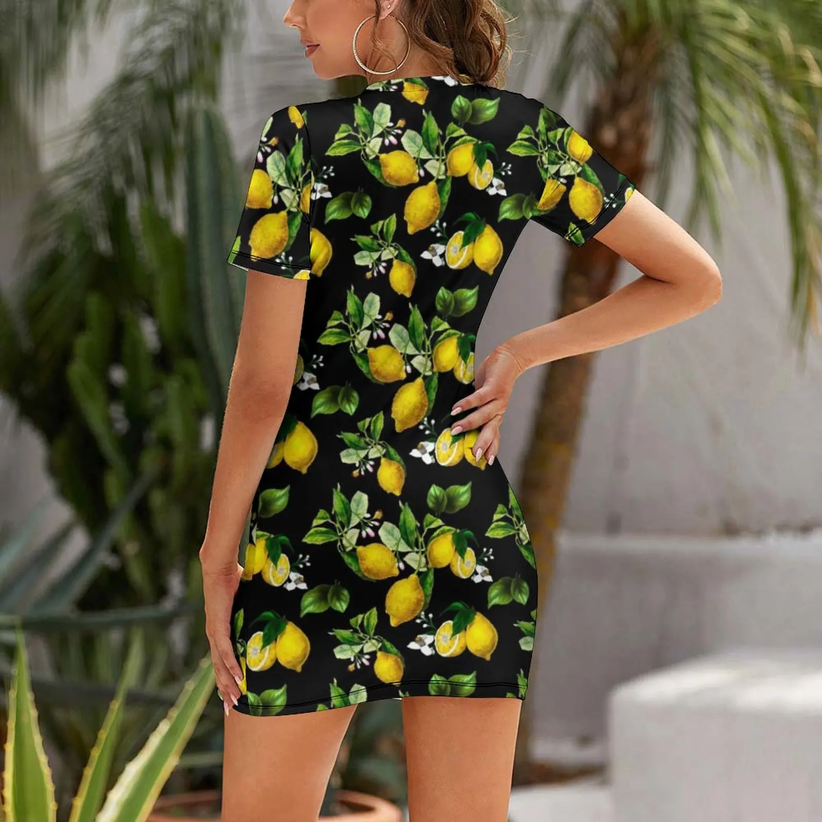 Citrus,lemons,vintage art Short Sleeved Dress party dress women elegant luxury ladies dresses for special occasion Dress