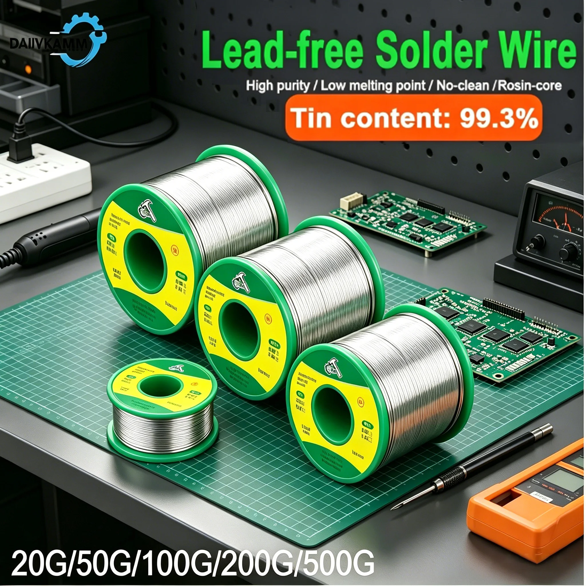 Lead-Free Solder Wire Thin 0.8/1mm 20-500g Electronics Soldering Rosin Flux Core Fine Gauge Electrical Solder Unlead Well Solder