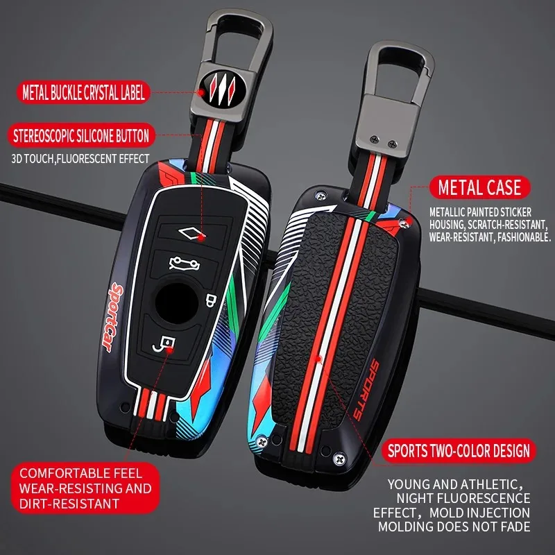 

Metal + silicone Car key case cover For BMW 1 2 3 4 5 6 7 Series X1 X3 X4 X5 X6 F36 F25 F26 F30 F34 F10 F07 F20 Z10 G30 F15 F16