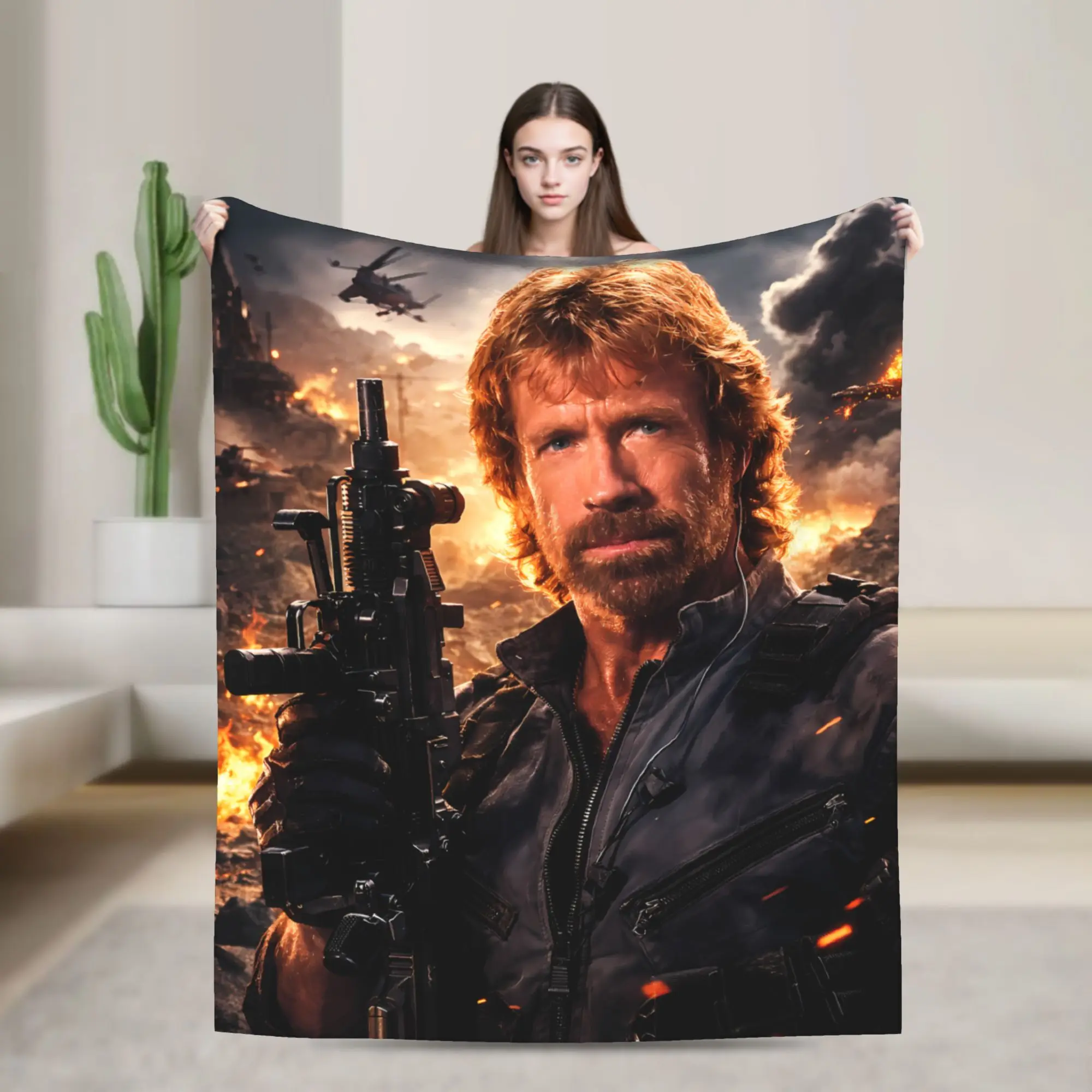 Chuck Norris () Flannel Blanket  Warm Soft Throw Blanket for Outdoor Airplane Travel Novelty Bedspread Sofa Bed Cover