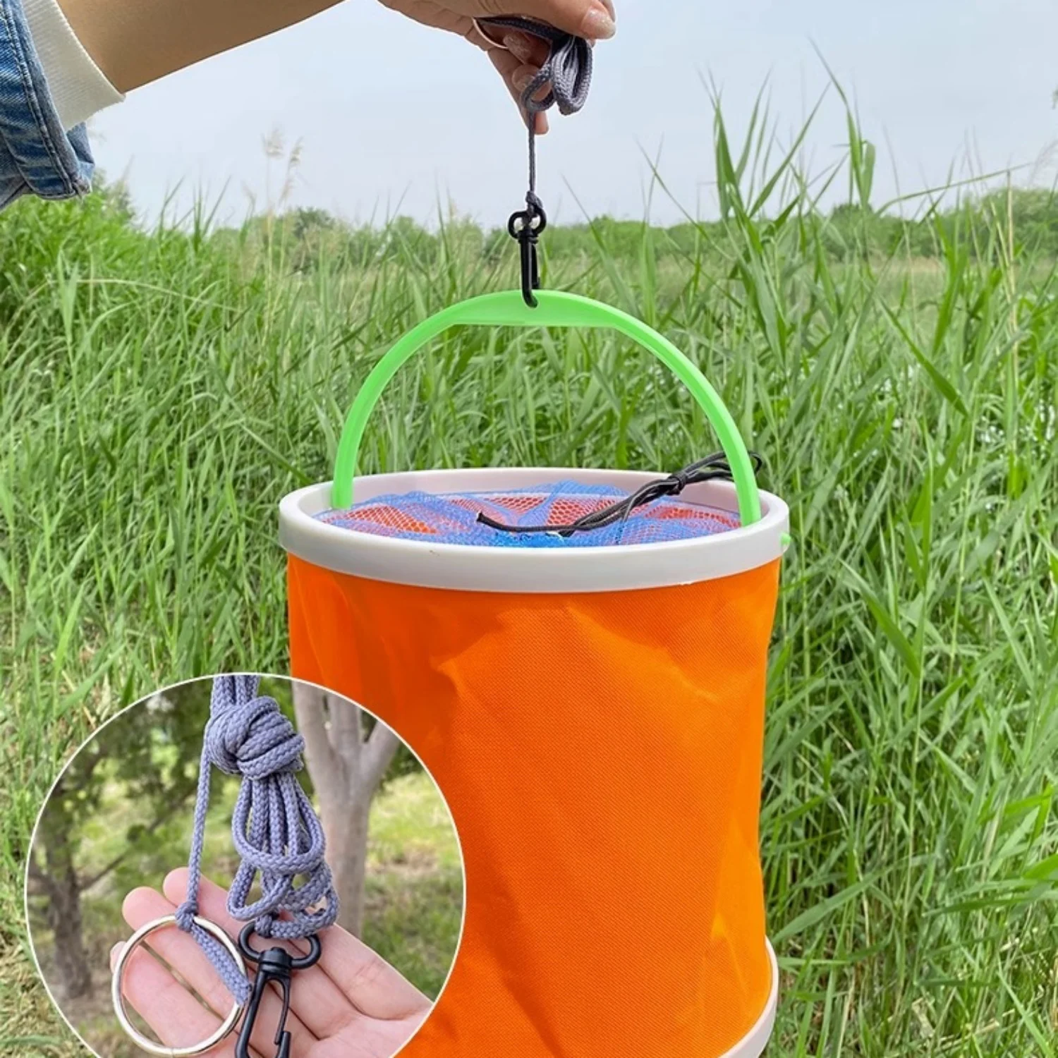 2/3/5/7/11L المحمولة دلو صيد دائم أكسفورد القماش خزان المياه لصيد الأسماك التخييم في الهواء الطلق حقيبة الأسماك الحية لون عشوائي 1 قطعة #3