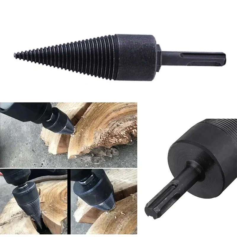 Broca para madera de 32/38/42/45mm, divisor de conos de tornillo, broca redonda de giro para dividir leña, herramientas para carpintería para taladro de Cable