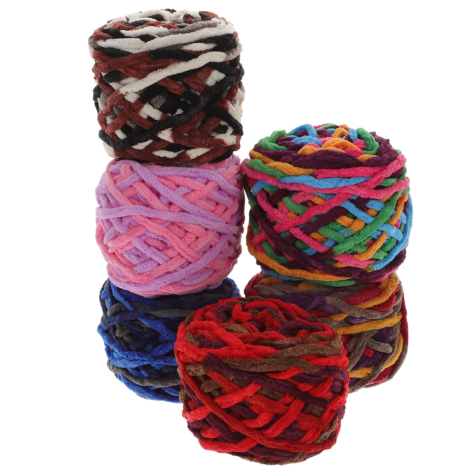 

6 Rolls Chunky Yarn Polyester Crochet Thread for Baby Accessories Knitting DIY Projects Multi Color Yarn Durable Safe