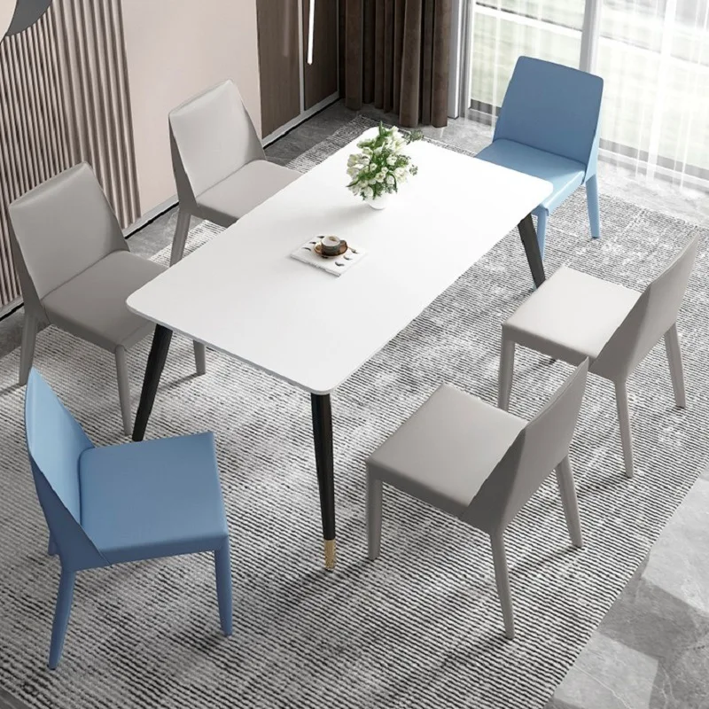 

Italian minimalist dining chair, home table, table and chairs, designer backrest leather chair