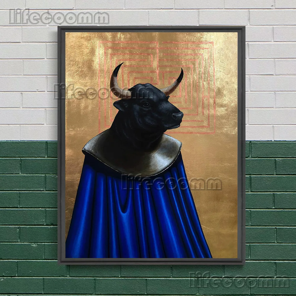 الخنزير، الأسماك، السحلية، السنجاب، البومة خمر الرسم على لوحات القماش الجدارية سريالية الخيال الحيوان صورة مجردة ملصق فني طباعة ديكور #2