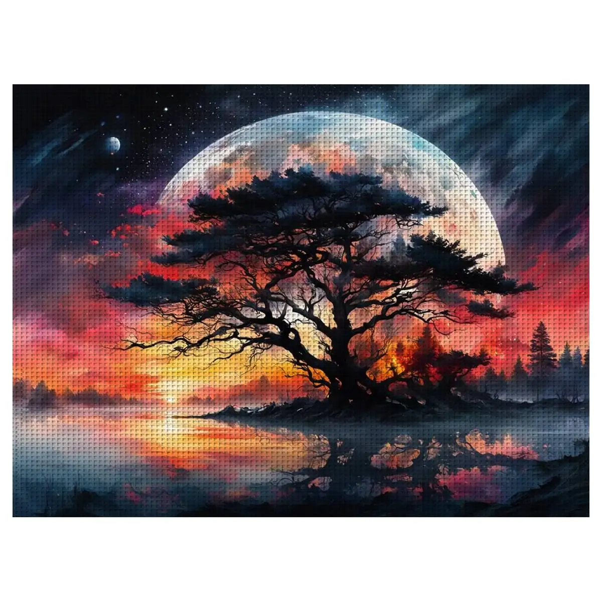 1 Stück 30x40 cm/11,8*15,74 Zoll "Mondlichtnacht" gestempeltes Kreuzstich-Set DIY-Kit 11/14/16CT DIY-Stickset DIY-Kreuzstich-Set