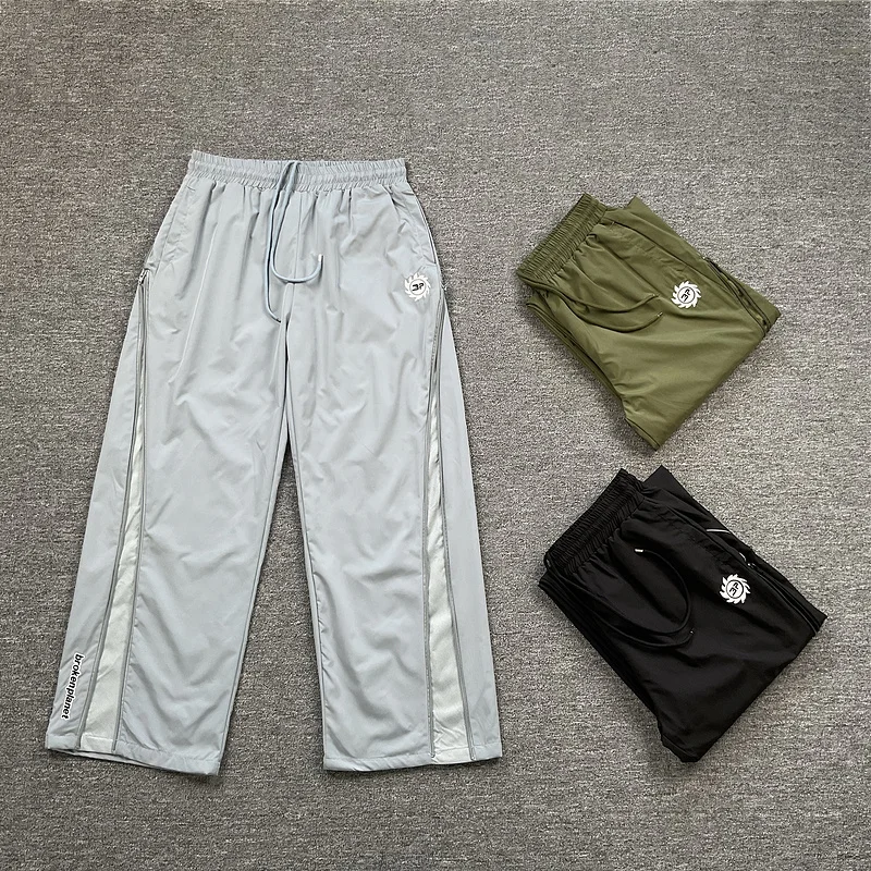 

Свободные прямые брюки, повседневные брюки с вышивкой логотипа в американском стиле High Street Faion, повседневные брюки для молодежи