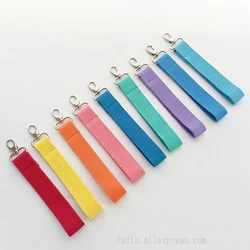 2.5x15cm Singapore Korea Japanese Canvas Keychain Strap Fabric Wristlet Lanyards for DIY Patch Backpack Name Tags Keychains