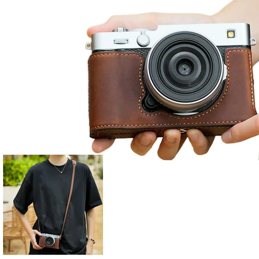 

Кожаный защитный чехол для камеры Fujifilm X-e5/с плечевыми ремнями, сумка для переноски камеры, полупакет, основание для Fujifilm X-e5