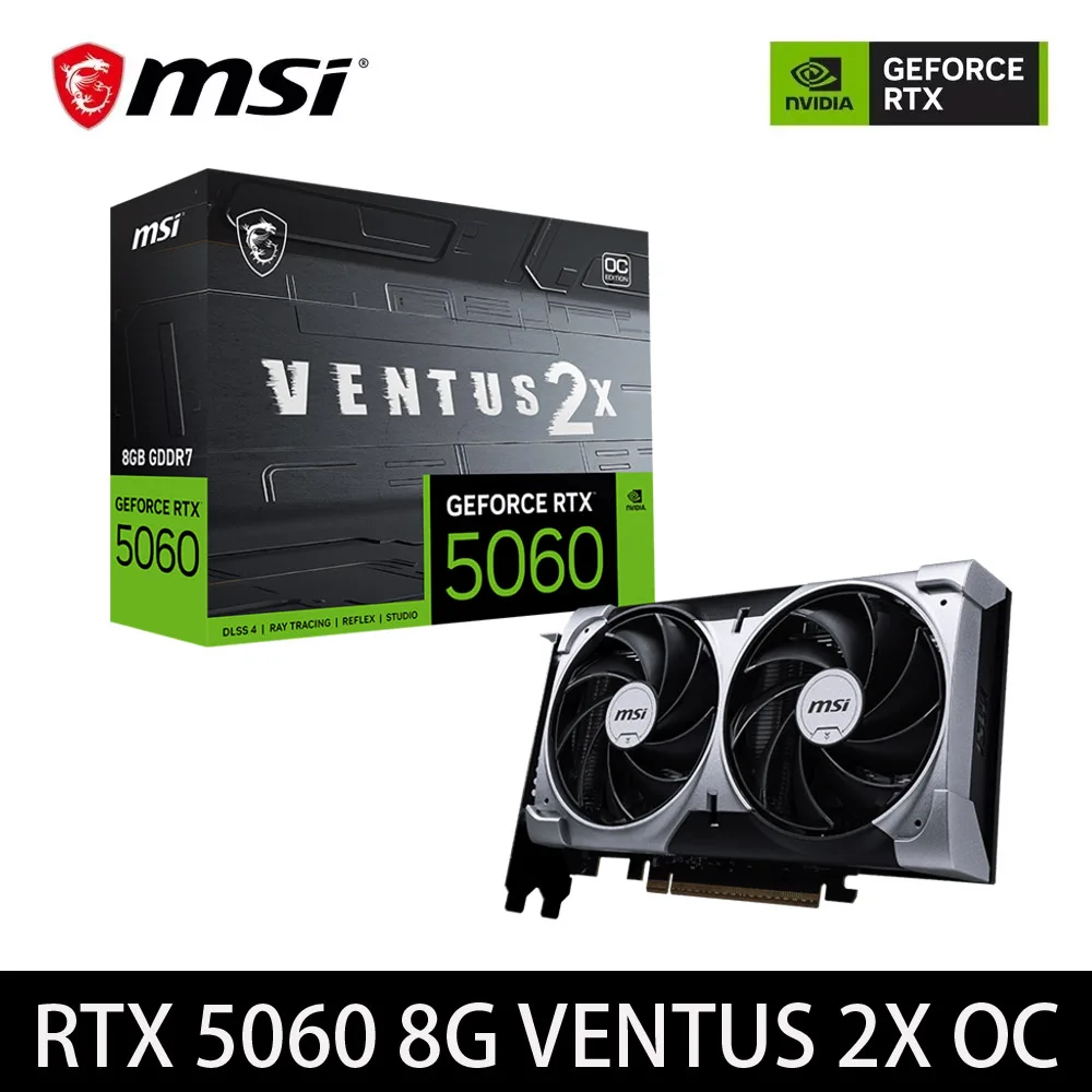 MSI GeForce RTX5060 VENTUS 2X 8G OC Gaming Graphics Card 8GB GDDR7 128-bit 8pin DP PCI-E 5.0x16 Desktop Full New