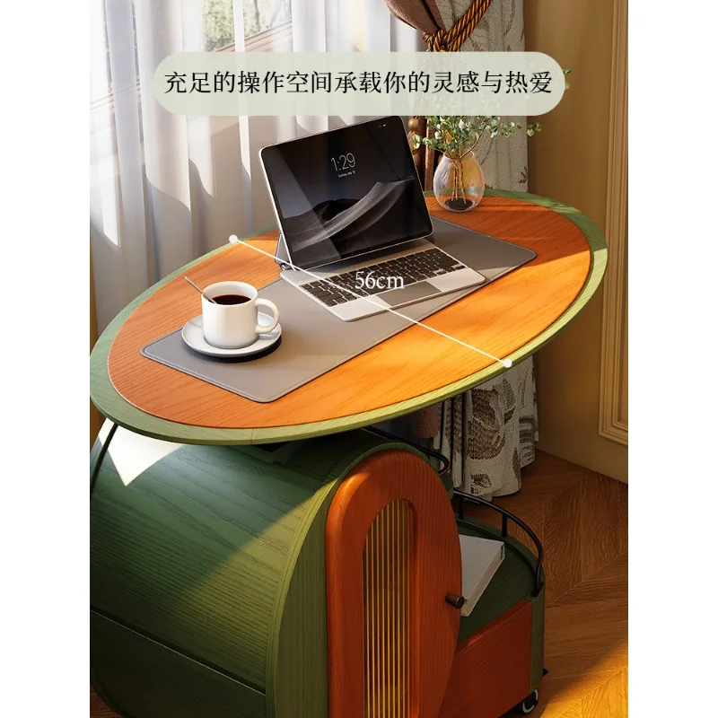 Mobile computer desk, sofa side table, bedroom movable workbench, bedside table, rotating storage