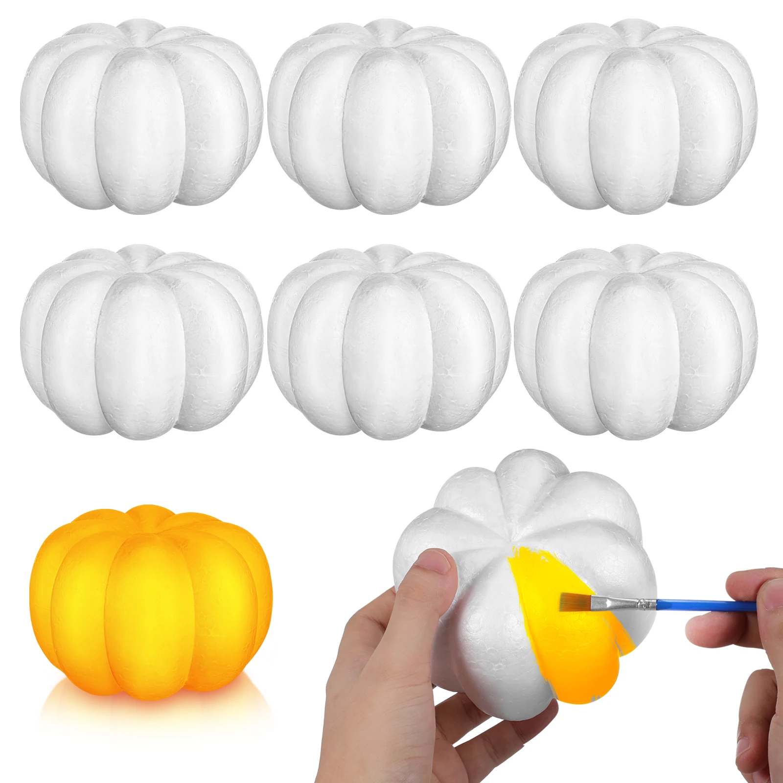 

8Pcs Foam Mini Pumpkins DIY Kids Crafts White Fall Decor Thanksgiving Table Centerpieces Fake Pumpkins for Outside