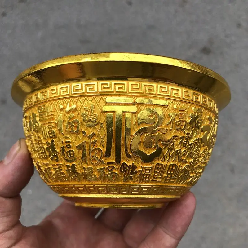 Antique Miscellaneous Collection Daqing Qianlong Annual Gilt Baifu Bowl Crafts Ornament