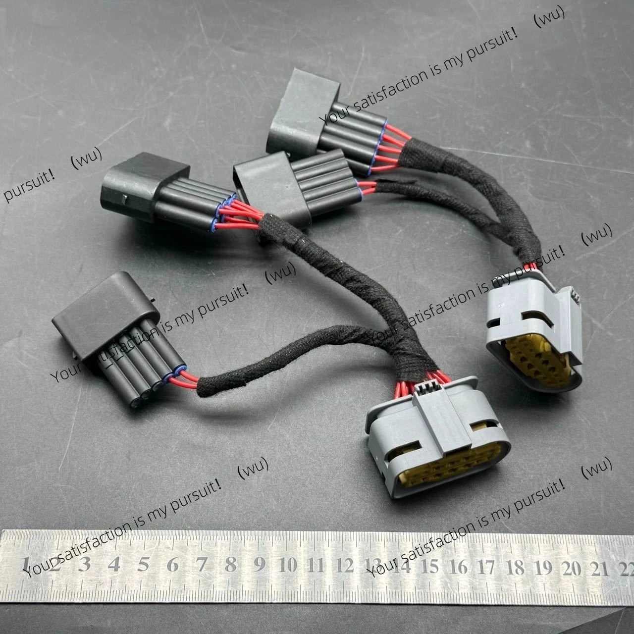 

A pair of headlights for Mercedes-Benz S cars, upgraded from previous models to later models, headlight adapter wiring harness