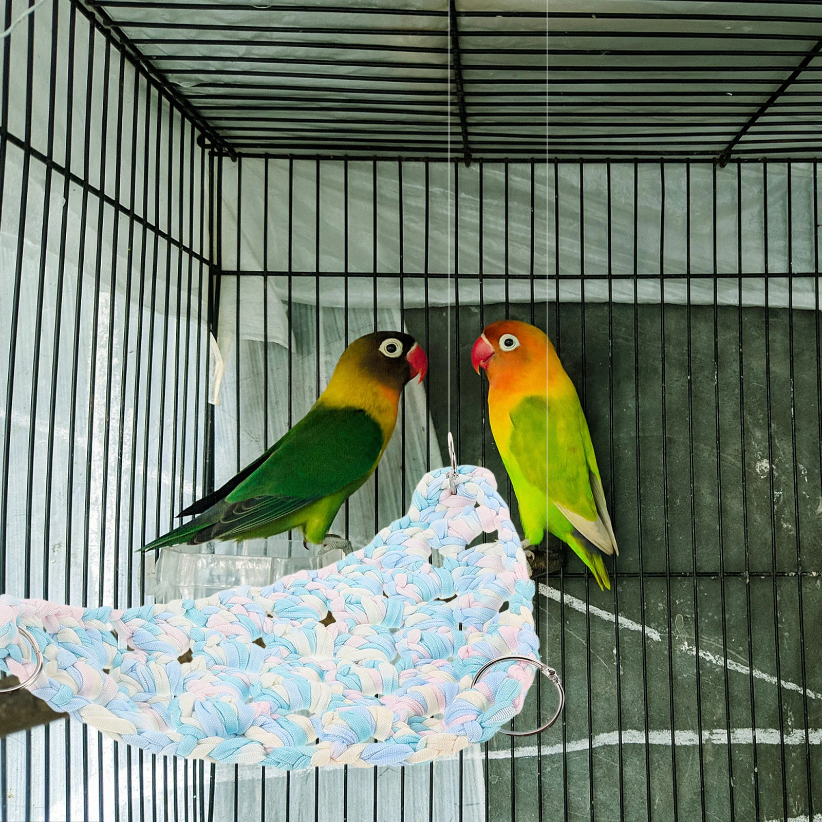 

Parrot Hammock Swing Cotton Rope Net Climbing Triangle Bird Nest Sturdy Breathable Comfortable Resting Bird Hanging Hammock