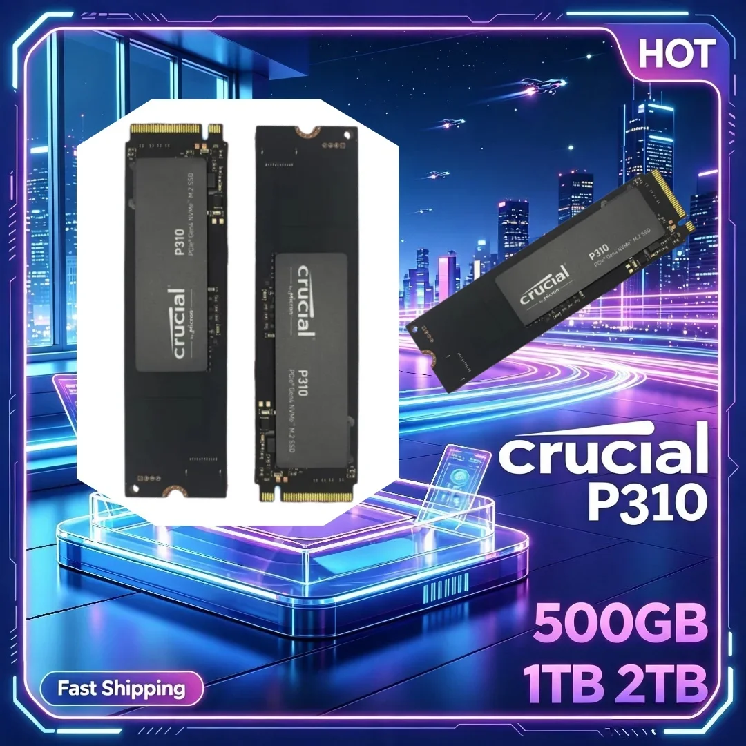 Crucial P310 SSD 1TB 2TB PCIe Gen4 NVMe M.2 2280 Até 7.100MB/s Unidade de Estado Sólido para Laptop, Desktop e PC Gamer