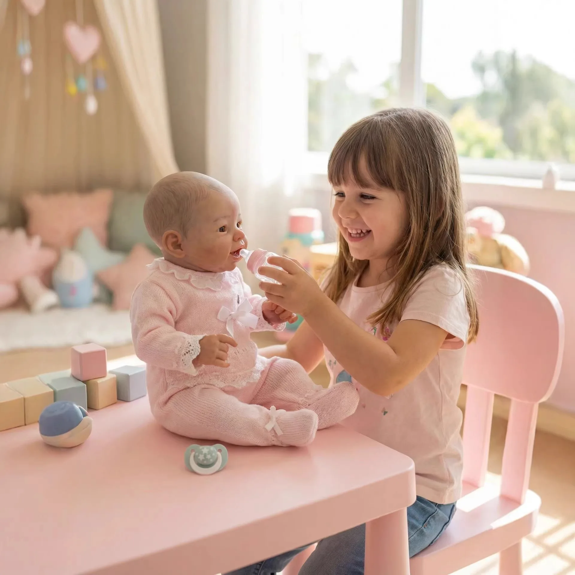 Emmy 18"/45cm Realistic Reborn Girl Baby Doll Soft Body Vinyl Silicone 3D Hand Painted Newborn Gift Birthday Gift Christmas Toy